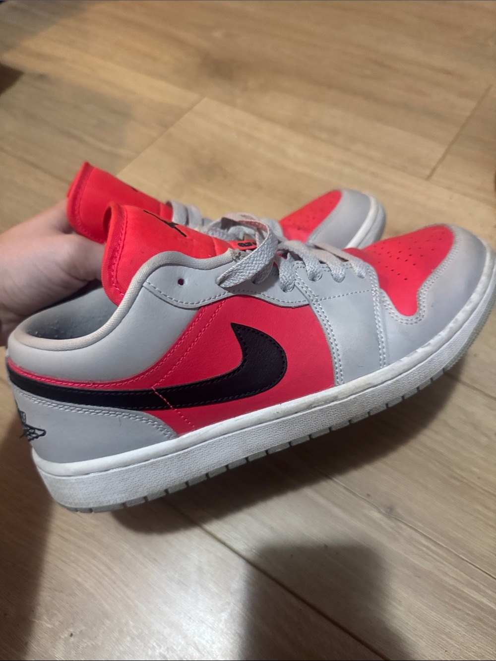 Nike Low Top Sneakers in Gray, Bright Red and Black